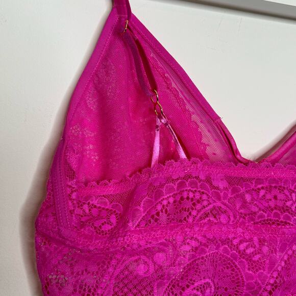 Aerie Paisley Lace Longline Bralette - Pink Cosmic NWT Size Large - Picture 6 of 8